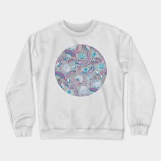 Soft Smudgy Blue and Purple Floral Pattern Crewneck Sweatshirt